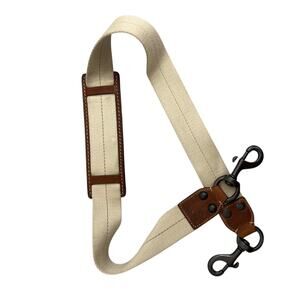 Vtg Coach Replacement Strap Cotton Leather Brown Cream Lobster Claw Embossed